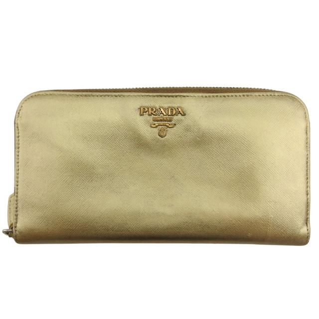 PRADA 財布 2つ折り ゴールド PRADA サフィアーノレザー 2つ折り 長