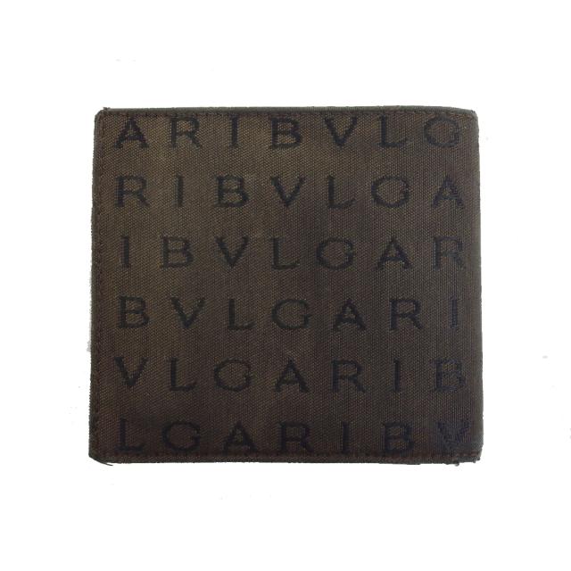ブルガリ BVLGARI 二つ折り財布ロゴマニア ブラウン ブラック レディース 中古_1