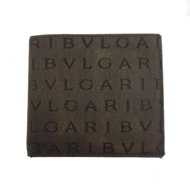 【BIGお買い物ラリー★30%OFFセール中】ブルガリ BVLGARI 二つ折り財布ロゴマニア ブラウン ブラック レディース 中古