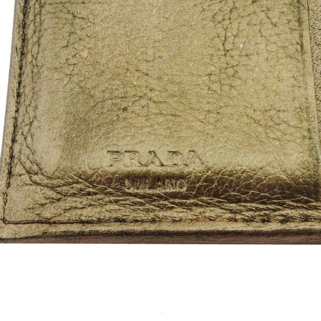 PRADA プラダ 二つ折り財布 ゴールドロゴ ブラック サフィアーノ