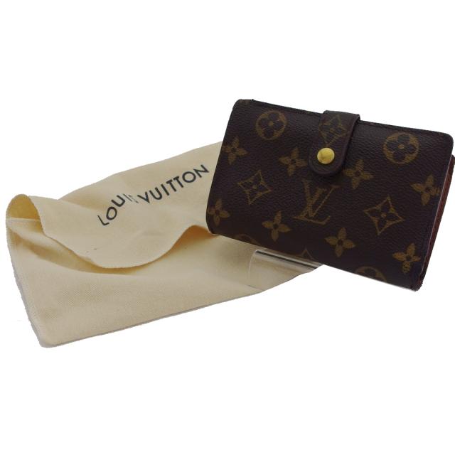 ルイ・ヴィトン LOUIS VUITTON 二つ折り財布モノグラム ポルトモネビエヴィエノワ ブラウン ベージュ レディース 中古_9