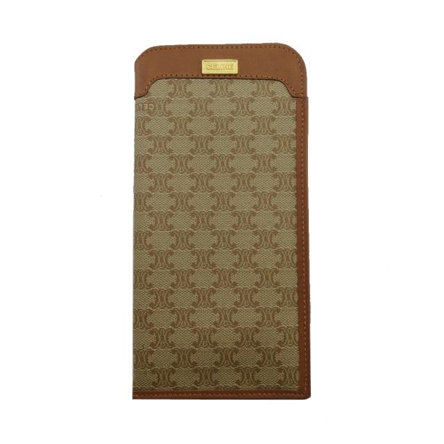 【BIGお買い物ラリー★30%OFFセール中】セリーヌ CELINE メガネケースマカダム ベージュ ライトブラウン レディース 中古