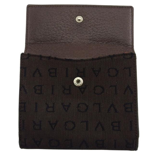 ブルガリ BVLGARI 二つ折り財布 ロゴマニア ロゴボタン ブラウン