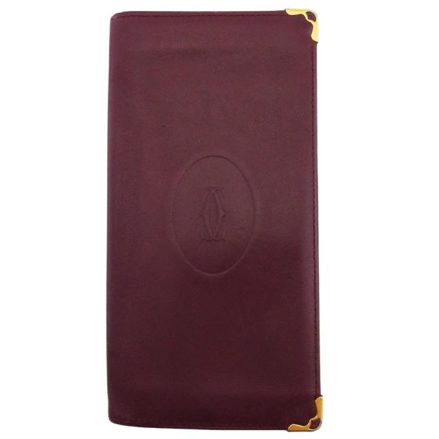 【BIGお買い物ラリー★30%OFFセール中】カルティエ CARTIER 長財布マストライン マストライン ボルドー×ゴールド レディース 中古