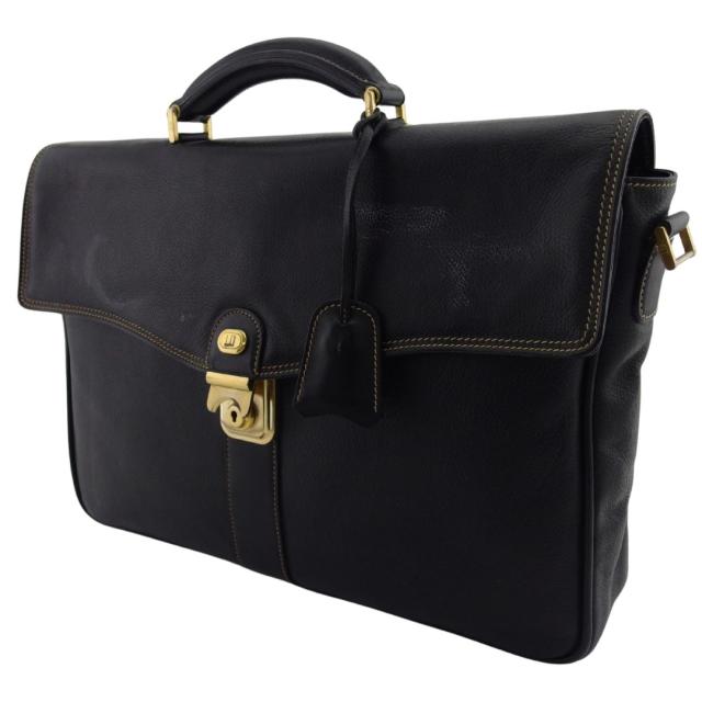 【BIGお買い物ラリー★30%OFFセール中】ダンヒル Dunhill ビジネスバッグ ブラック×ゴールド レディース 中古