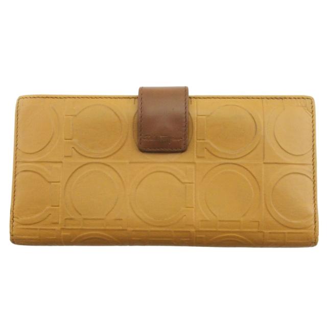 【BIGお買い物ラリー★30%OFFセール中】サルヴァトーレフェラガモ Salvatore Ferragamo 長財布ガンチーニ ベージュ ブラウン レディース 中古