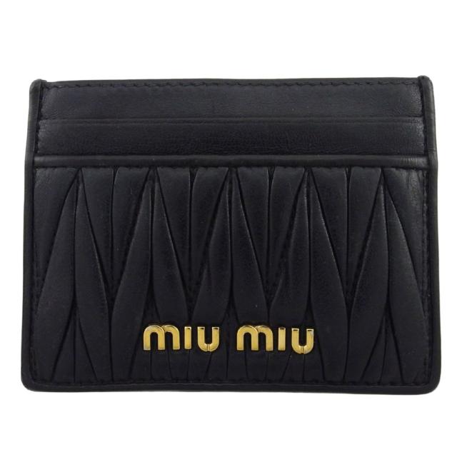 【BIGお買い物ラリー★30%OFFセール中】ミュウミュウ MIUMIU パスケースマテラッセ ブラック×ゴールド レディース 中古