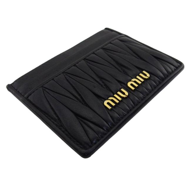 【30％OFF★週末タイムSALE】ミュウミュウ MIUMIU パスケースマテラッセ ブラック×ゴールド レディース 中古_2