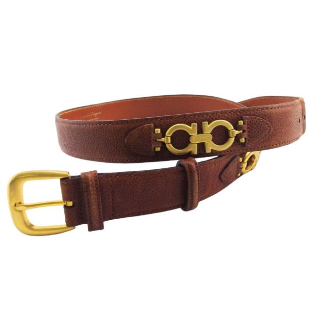 【BIGお買い物ラリー★30%OFFセール中】サルヴァトーレフェラガモ Salvatore Ferragamo ベルト ブラウン×ゴールド レディース 中古