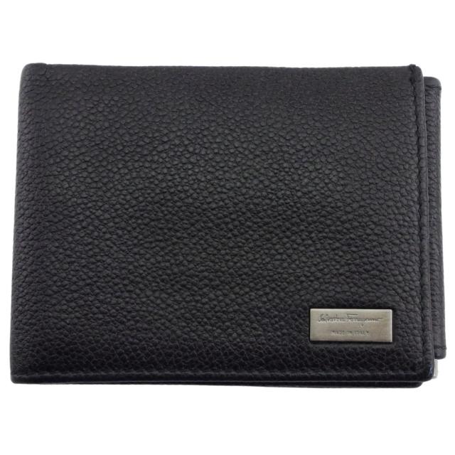 【BIGお買い物ラリー★30%OFFセール中】サルヴァトーレフェラガモ Salvatore Ferragamo 札入れロゴプレート マネークリップ式 ブラック レディース 中古