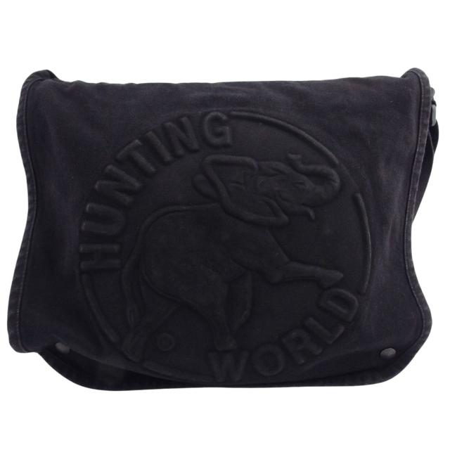 【週末タイムセール】ハンティングワールド HUNTING WORLD ショルダーバッグジャスパー エレファントマーク ブラック レディース 中古_1
