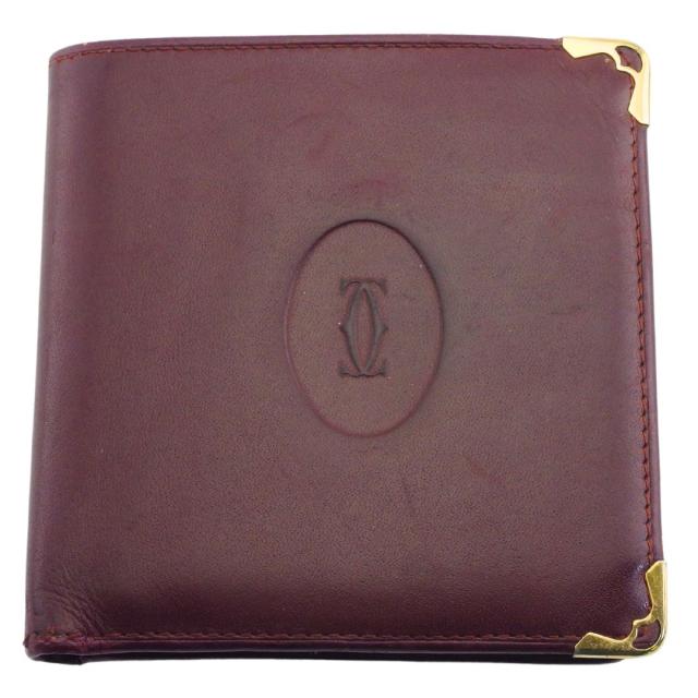 カルティエ CARTIER 二つ折り財布 マストライン ボルドー