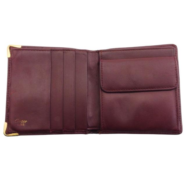 ⭐️ 極美品 Cartier カルティエ マスト 二つ折り財布 ボルドー 鑑定済 Cartier カルティエ マストライン 二つ折り財布 ミニ財布