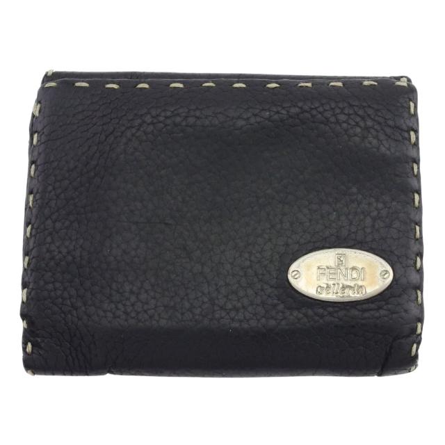 【BIGお買い物ラリー★30%OFFセール中】フェンディ FENDI 二つ折り財布セレリア ブラック ベージュ レディース 中古