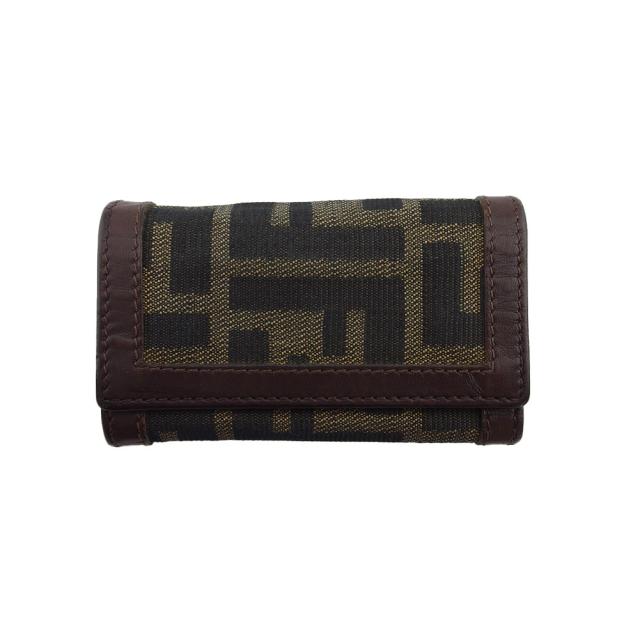 【BIGお買い物ラリー★30%OFFセール中】フェンディ FENDI キーケースズッカ ブラック ベージュ ブラウン レディース 中古