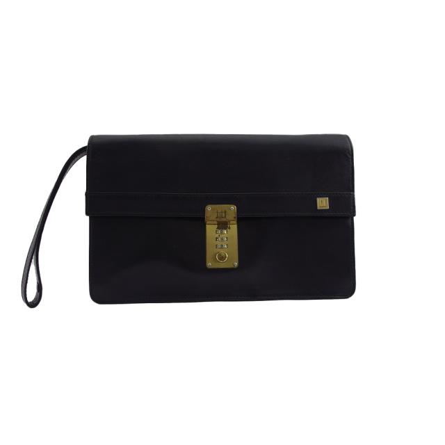 【BIGお買い物ラリー★30%OFFセール中】ダンヒル Dunhill クラッチバッグロゴプレート ブラック レディース 中古