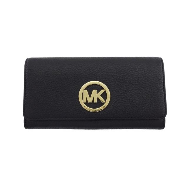 【BIGお買い物ラリー★30%OFFセール中】マイケルコース Michael Kors 長財布MKサークルロゴ ブラック レディース 中古