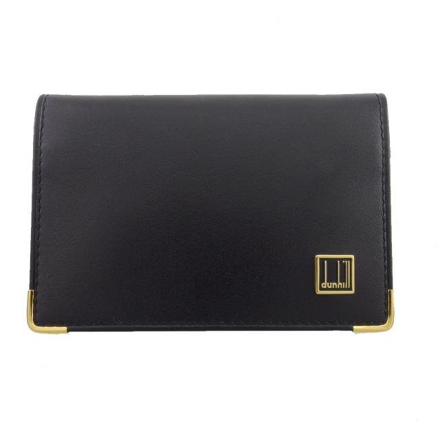 【BIGお買い物ラリー★30%OFFセール中】ダンヒル Dunhill 名刺入れ ブラック×ゴールド レディース 中古