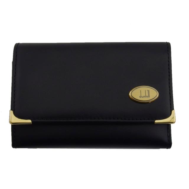 【BIGお買い物ラリー★30%OFFセール中】ダンヒル Dunhill キーケース ブラック×ゴールド レディース 中古