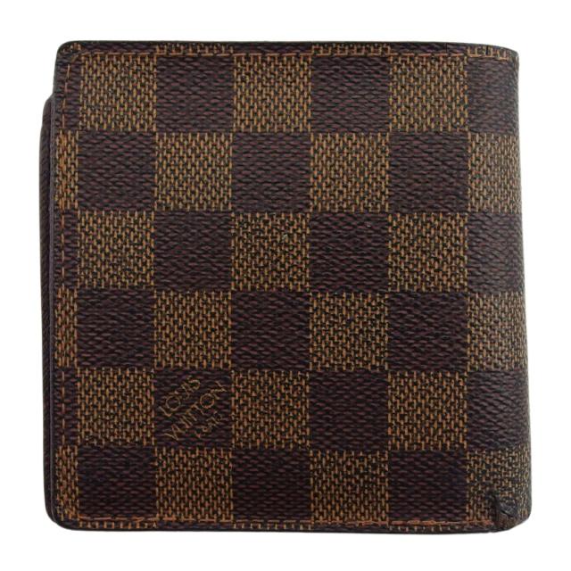 ルイ・ヴィトン LOUIS VUITTON 二つ折り財布 ダミエ ポルト ビエ カルト クレディ モネ エベヌ レディース 中古
