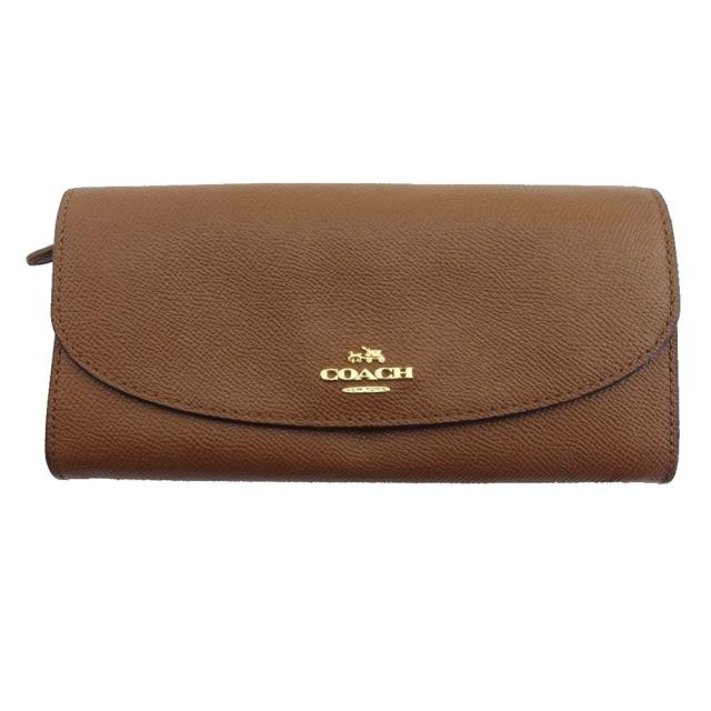 【BIGお買い物ラリー★30%OFFセール中】コーチ COACH 長財布 ブラウン×ゴールド レディース 中古