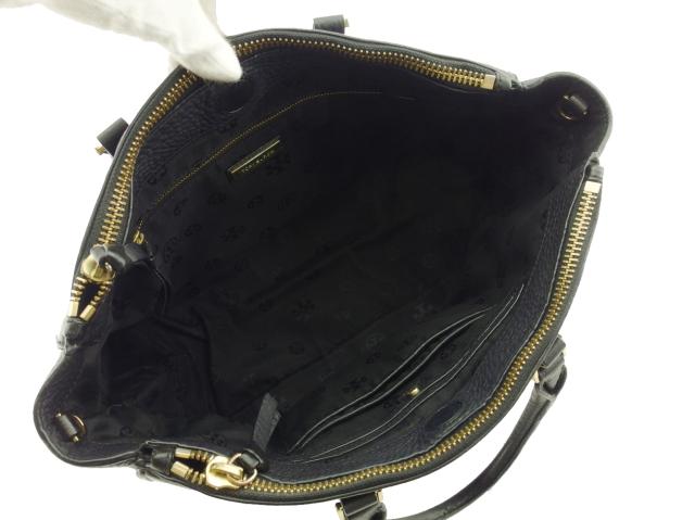 【30％OFF★週末タイムSALE】トリーバーチ Tory Burch トートバッグロビンソン Tモチーフプレート ネイビー ブラック レディース 中古_6