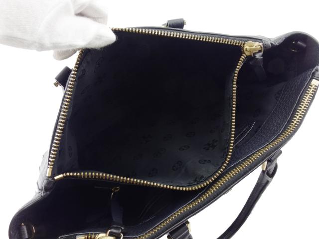 【30％OFF★週末タイムSALE】トリーバーチ Tory Burch トートバッグロビンソン Tモチーフプレート ネイビー ブラック レディース 中古_7