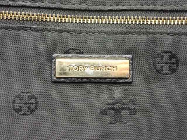 【30％OFF★週末タイムSALE】トリーバーチ Tory Burch トートバッグロビンソン Tモチーフプレート ネイビー ブラック レディース 中古_9