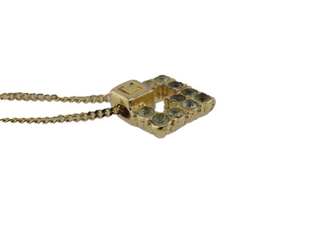 【30％OFF★週末タイムセール】ジバンシィ GIVENCHY ネックレスGマーク ラインストーン付き ゴールド レディース 中古_4