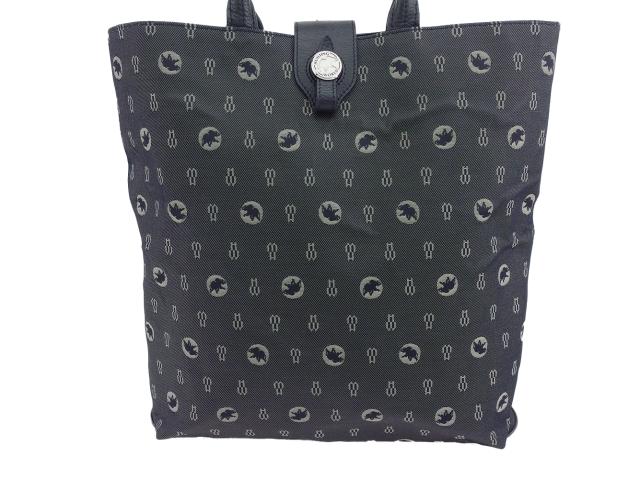 【BIGお買い物ラリー★30%OFFセール中】ハンティングワールド HUNTING WORLD トートバッグ総柄 HWマーク エレファントマーク ネイビー グレー 灰色 レディース 中古 ハンティングワールド HUNTING WORLD トートバッグ総柄 HWマーク