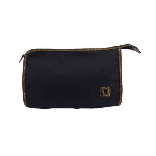 【BIGお買い物ラリー★30%OFFセール中】ダンヒル Dunhill クラッチバッグロゴプレート ブラック ブラウン レディース 中古