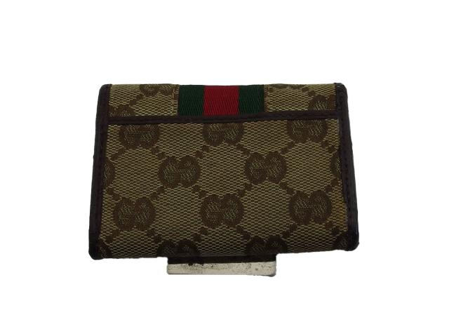 【30％OFF★週末タイムセール】グッチ GUCCI キーケースGGキャンバス シェリーライン ベージュ ブラウン グリーン系 レディース 中古_1