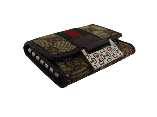 【30％OFF★週末タイムセール】グッチ GUCCI キーケースGGキャンバス シェリーライン ベージュ ブラウン グリーン系 レディース 中古_2