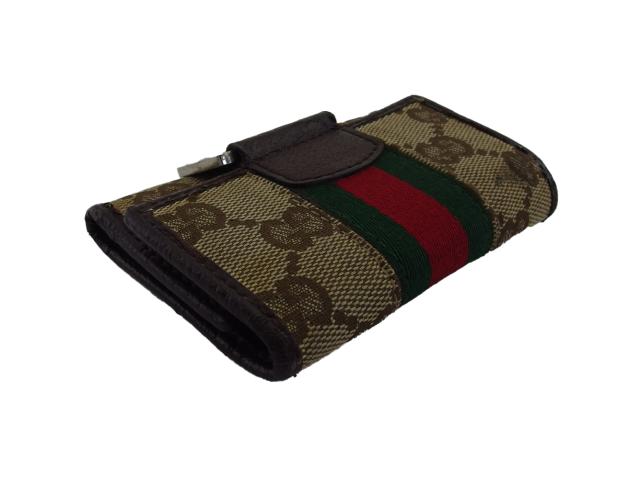 【30％OFF★週末タイムセール】グッチ GUCCI キーケースGGキャンバス シェリーライン ベージュ ブラウン グリーン系 レディース 中古_3
