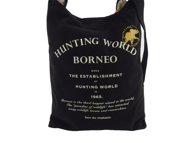 ハンティングワールド HUNTING WORLD ショルダーバッグリバーシブル ボルネオチャリティ ブラック ベージュ系 レディース 中古_1