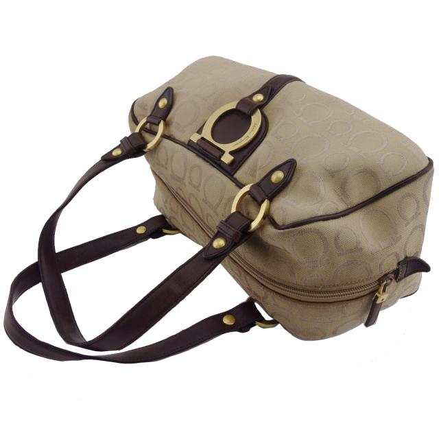 【月末タイムセール】サルヴァトーレフェラガモ Salvatore Ferragamo ハンドバッグガンチーニ ベージュ×ブラウン レディース 中古_2