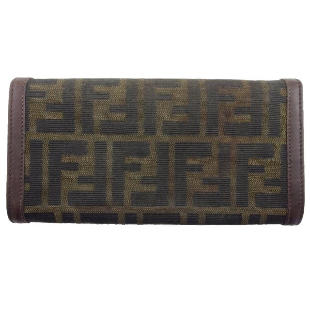 【BIGお買い物ラリー★30%OFFセール中】フェンディ FENDI 長財布ズッカ ダークブラウン×ベージュ×シルバー レディース 中古