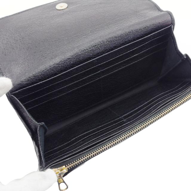 【週末タイムセール】バレンシアガ BALENCIAGA 長財布 ジャイアントマネー ブラック×ゴールド レディース 中古_4