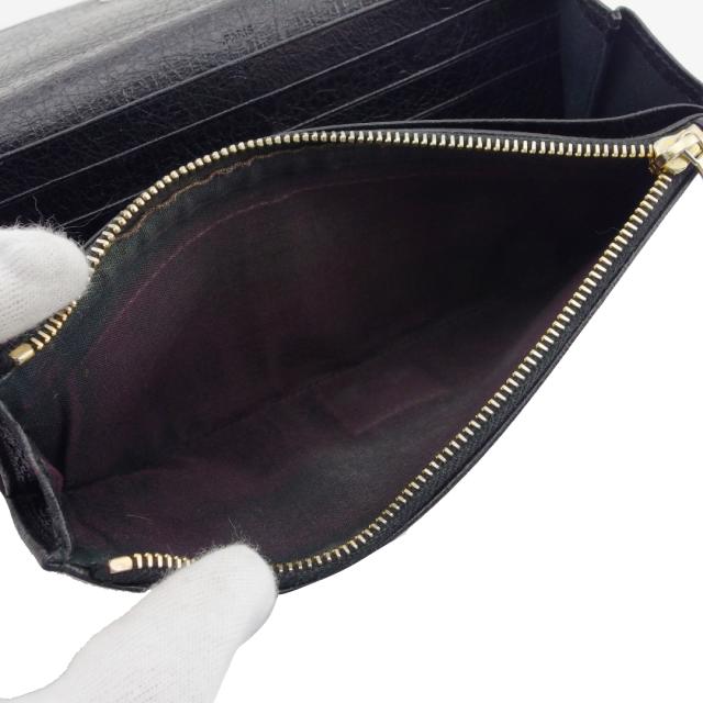 【週末タイムセール】バレンシアガ BALENCIAGA 長財布 ジャイアントマネー ブラック×ゴールド レディース 中古_5