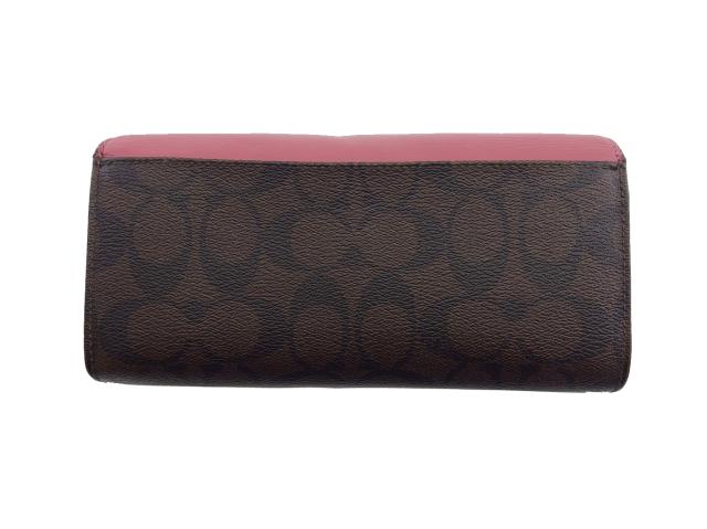 週末タイムセール】コーチ COACH 長財布シグネチャー ローズ×ブラウン 