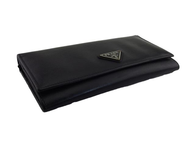 【週末タイムセール】プラダ PRADA 長財布トライアングルロゴ ブラック レディース 中古_3