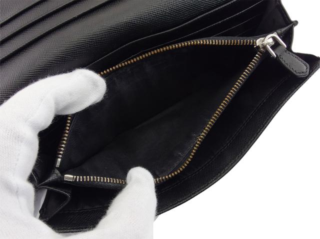 【週末タイムセール】プラダ PRADA 長財布トライアングルロゴ ブラック レディース 中古_7