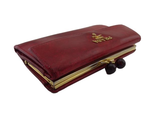 【週末タイムセール】プラダ PRADA 二つ折り財布ロゴ レッド レディース 中古_3