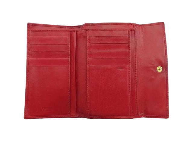 【週末タイムセール】プラダ PRADA 二つ折り財布ロゴ レッド レディース 中古_4
