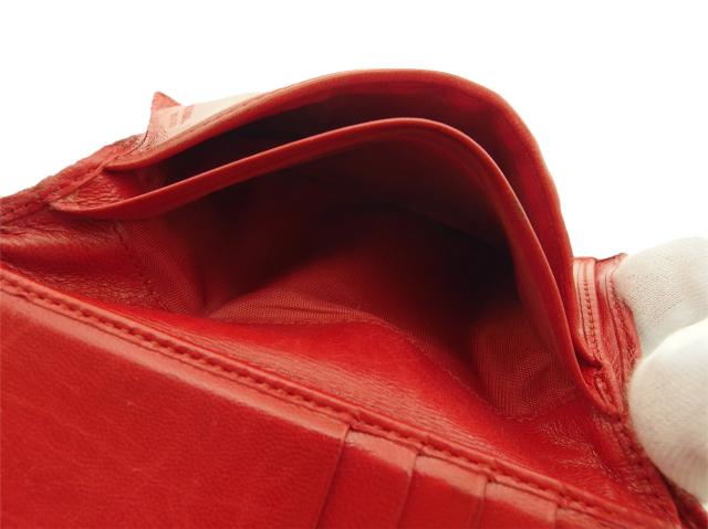【週末タイムセール】プラダ PRADA 二つ折り財布ロゴ レッド レディース 中古_6