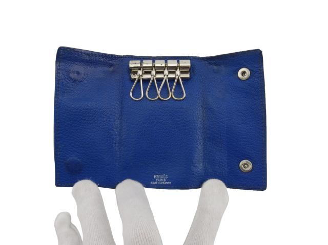 エルメス HERMES キーケース セリエ エチュイクレ4 ブルー レディース 中古