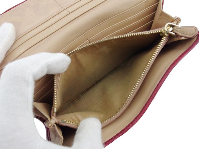 プラダ PRADA 長財布ロゴ キルティング スタッズ レッド ベージュ レディース 中古_6