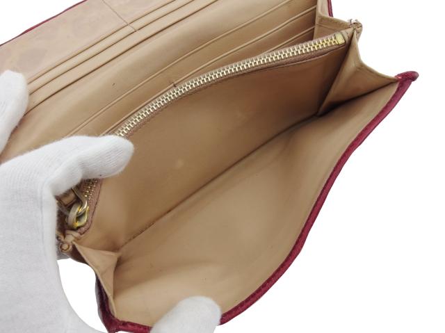 プラダ PRADA 長財布ロゴ キルティング スタッズ レッド ベージュ レディース 中古_7