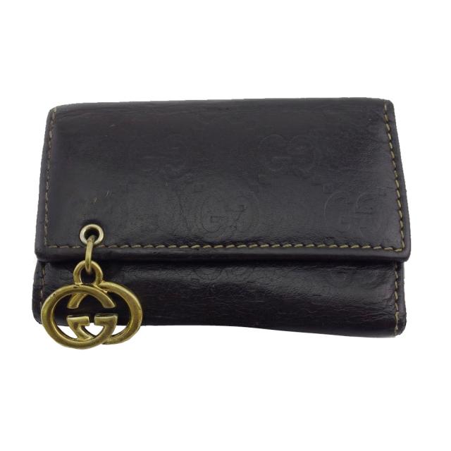 【X'masセール★30%OFF】グッチ GUCCI キーケースグッチシマ インターロッキングGチャーム ブラウン レディース 中古