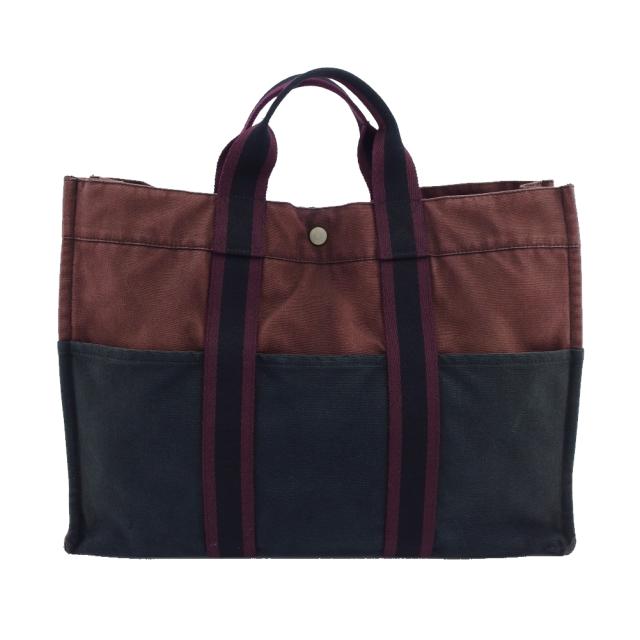 【BIGお買い物ラリー★30%OFFセール中】エルメス HERMES トートバッグフールトゥ トートMM パープル ブラック レディース 中古